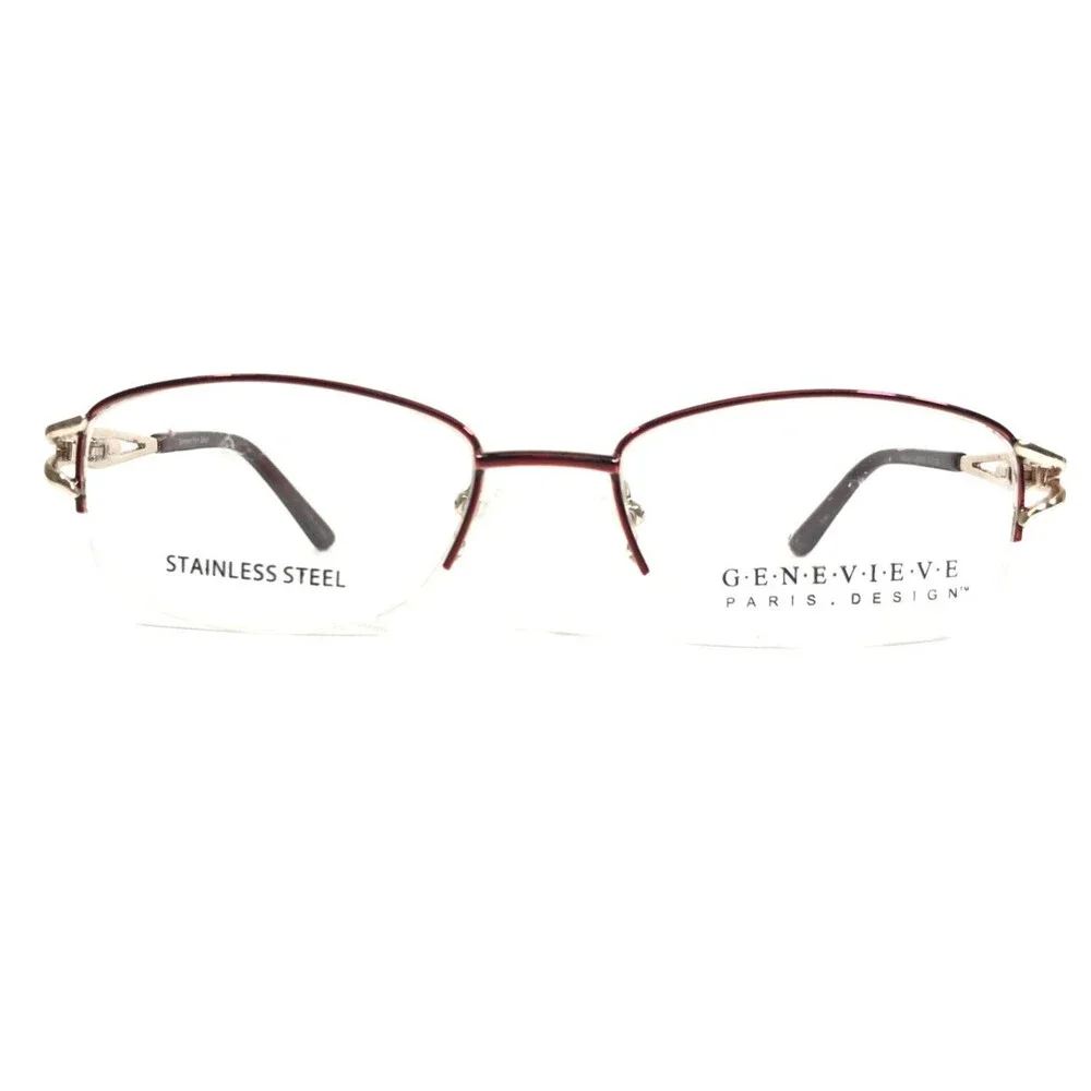 Genevieve Eyeglasses Frames NATASHA BURGUNDY Red Gold Rectangular 50-18-135